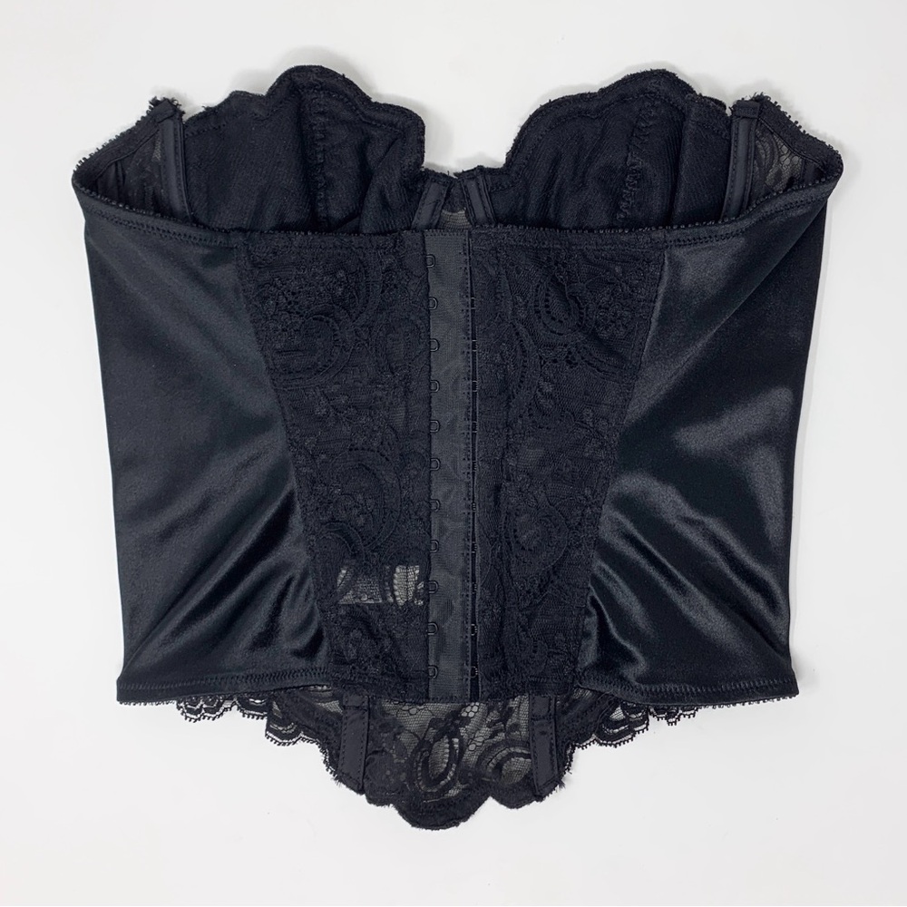 Christian Dior Vintage Lace Bustier Corset (Sz 34B) Center-Logo Floral Sheer Top - Picture 9 of 13